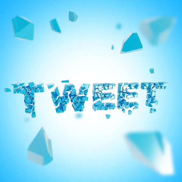 Word tweet broken into pieces background — Stock Photo, Image