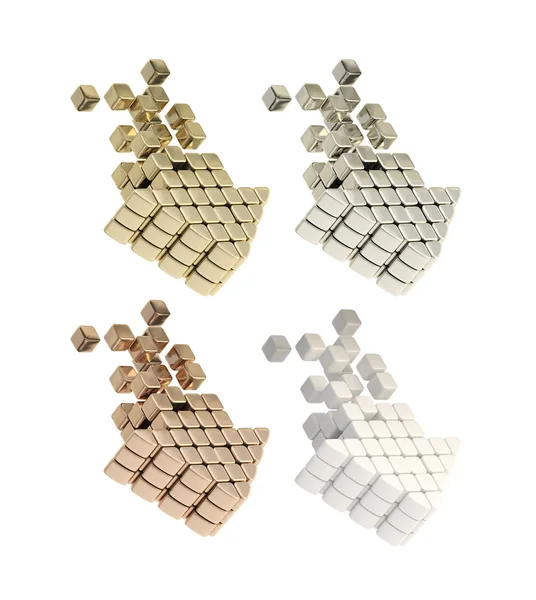 Gold, silver, bronze, plastic cube arrows — Stock Photo, Image