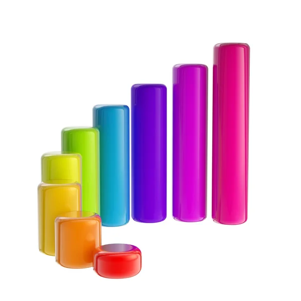 カラフルな虹光沢のあるバー グラフ — ストック写真