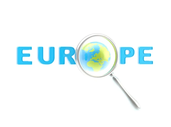 Word "Europe" under the magnifier — Stock Photo, Image