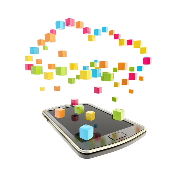 Mobiele telefoon cloud computing concept — Stockfoto