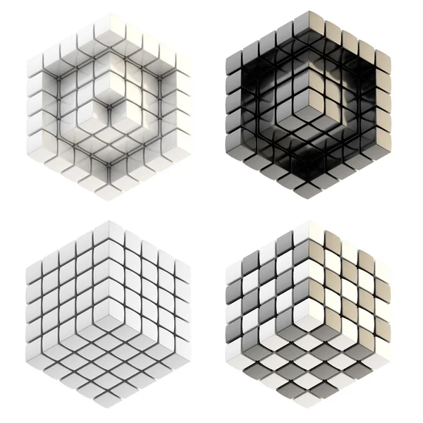 Conjunto de cuatro composiciones de cubo aisladas —  Fotos de Stock
