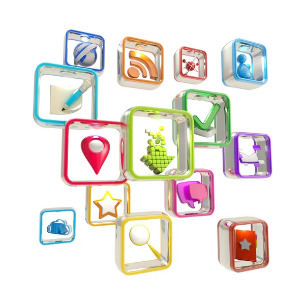 Mobile computer application icons isolated — Stock Photo, Image