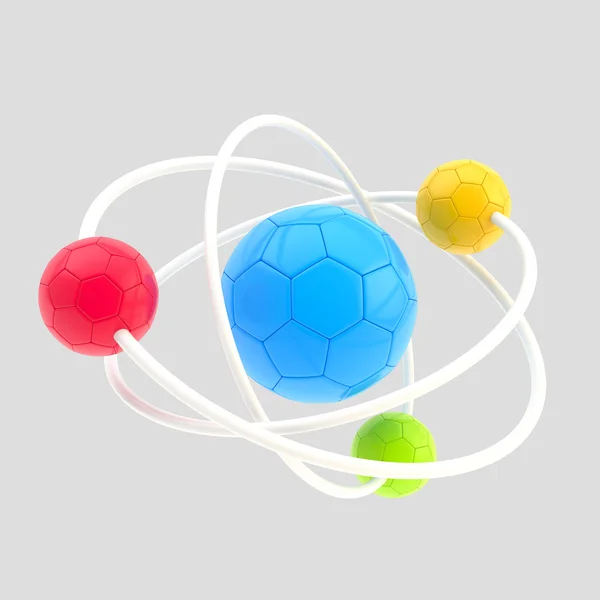 Molécule de football faite de balles — Photo
