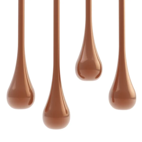 Milk liquid chocolate glossy drops — Stock Photo, Image