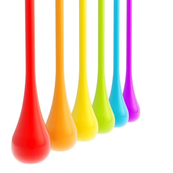 Rainbow colors oil paint glossy drops — Stock Photo, Image