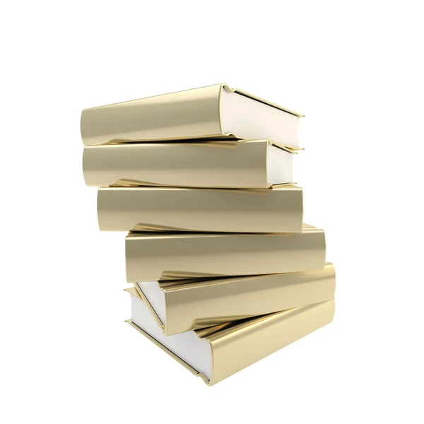 Stack av gyllene böcker, blanka och glansiga — Stockfoto
