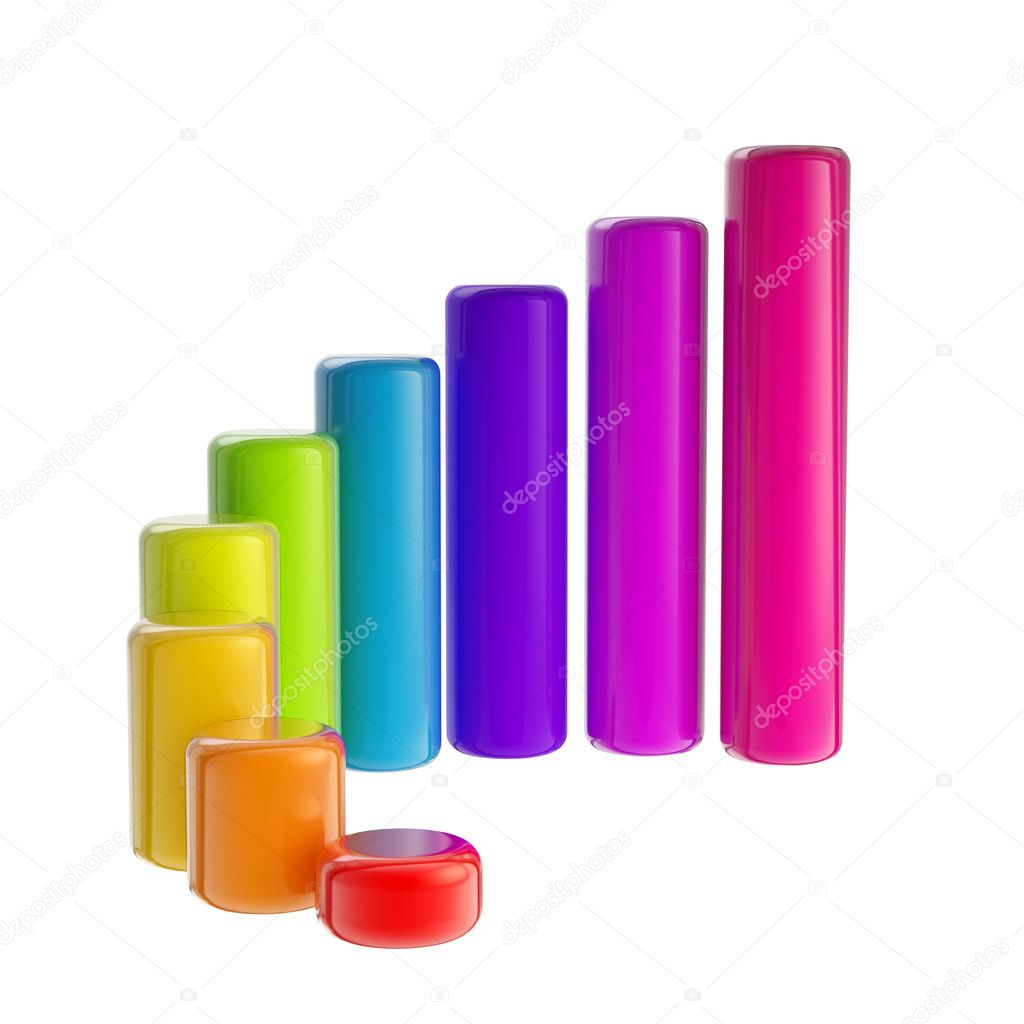 Colorful, rainbow glossy bar graph