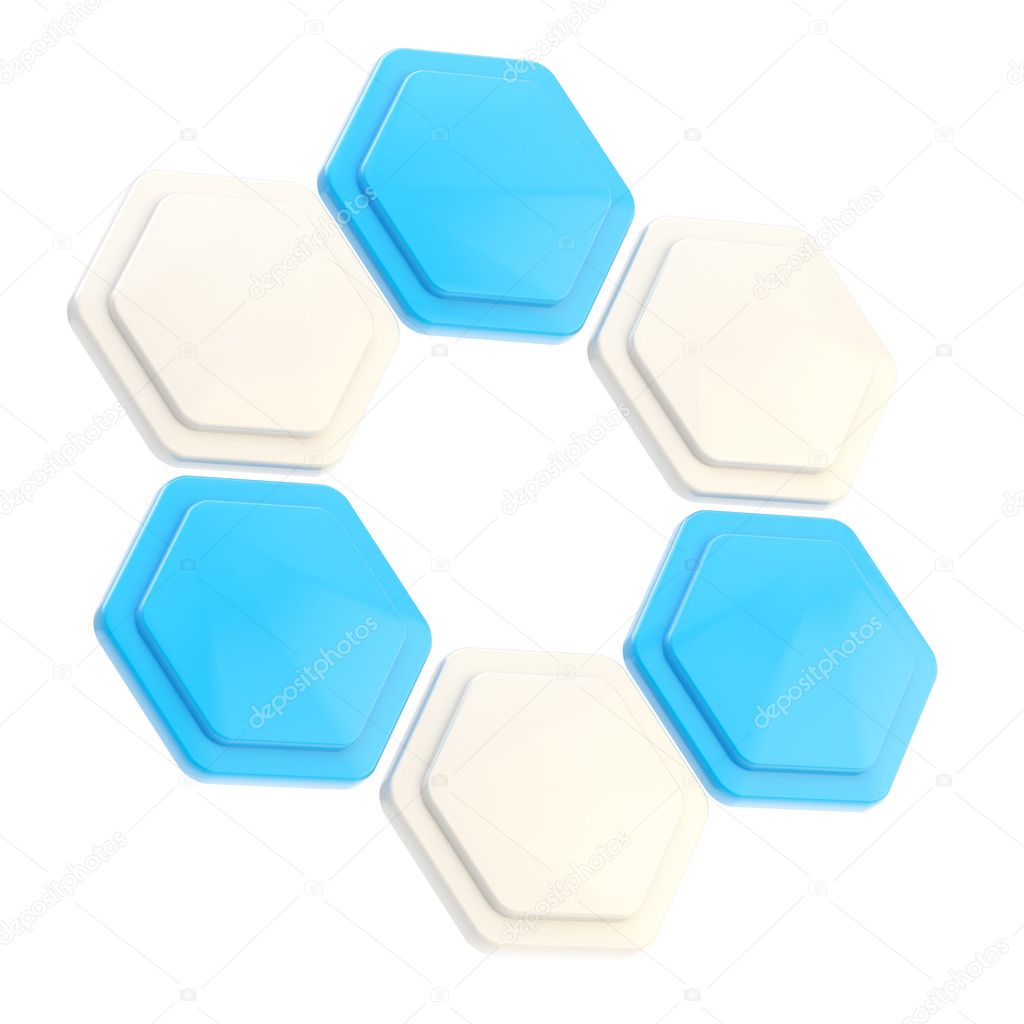 Abstract figure of six hexagon plates
