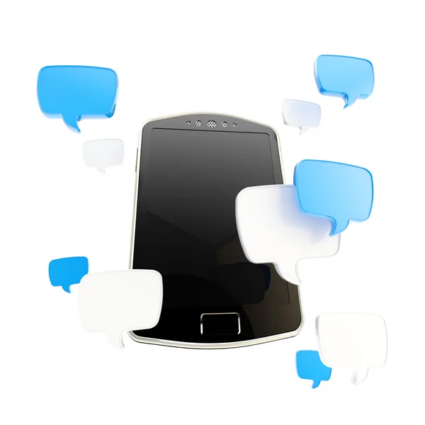 Telefon umgeben von Chat-Symbolen — Stockfoto