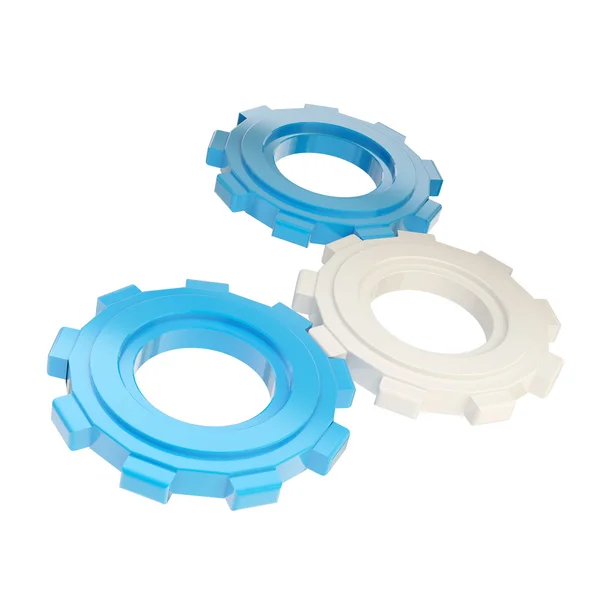 stock image Set of three plastic blue linked cogwheels