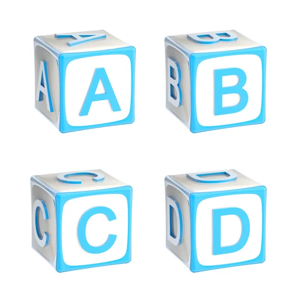 ABC: alfabet gemaakt van kubussen spelende kinderen — Stockfoto