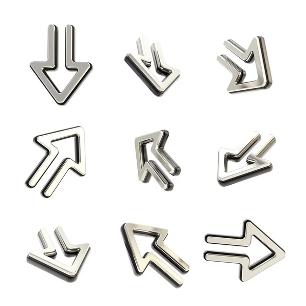 Arrow dimensional icons, set of nine positions — Stock Photo, Image