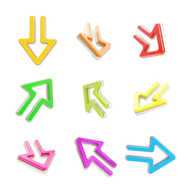 Iconos dimensionales de flecha, conjunto de nueve posiciones — Foto de Stock