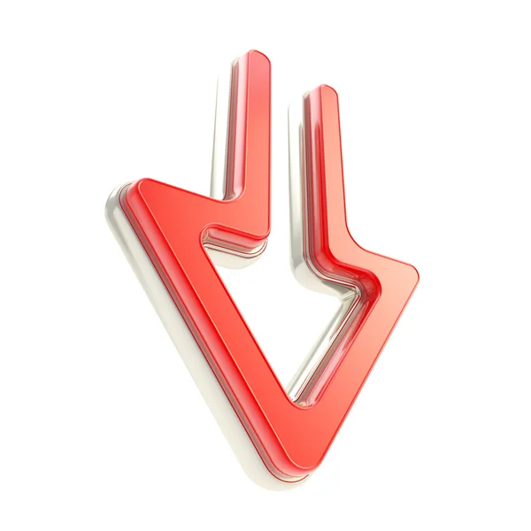 Down red arrow icon with metal edging — Stock Photo, Image