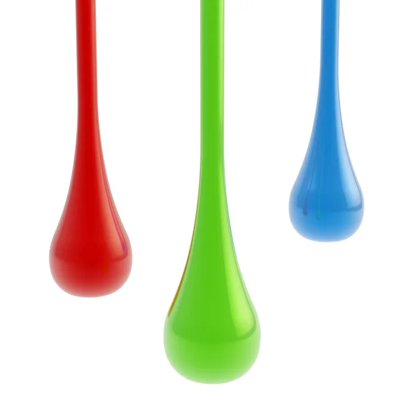 RGB liquid paint glossy drops isolated — Stock Photo, Image