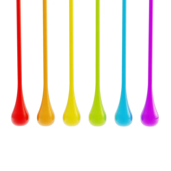 Rainbow colors oil paint glossy drops — Stock Photo, Image