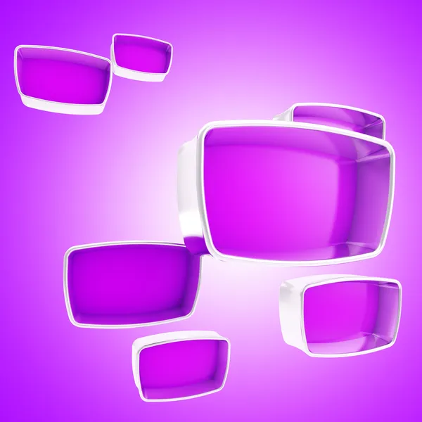 Vetrina in metallo viola scatole lucide — Foto Stock