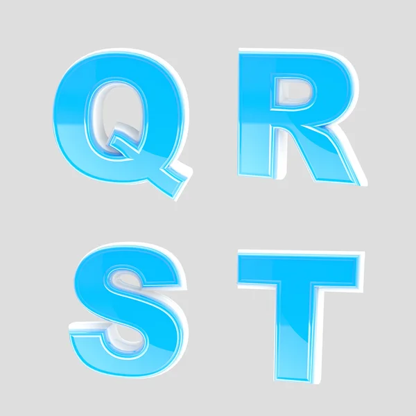 Abc set of four blue glossy plastic letters — Stok fotoğraf