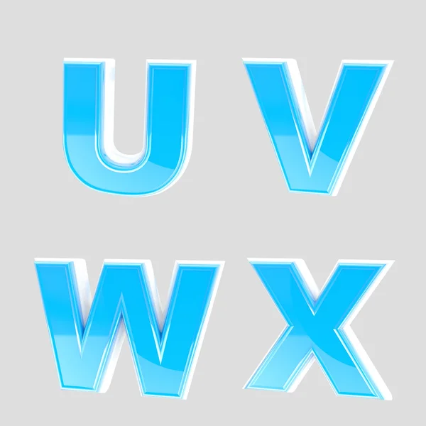Abc set di quattro lettere di plastica blu lucido — Foto Stock
