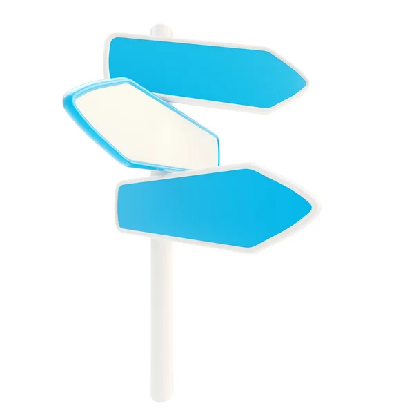 Blue copyspace signpost with empty plates — Stock Photo, Image