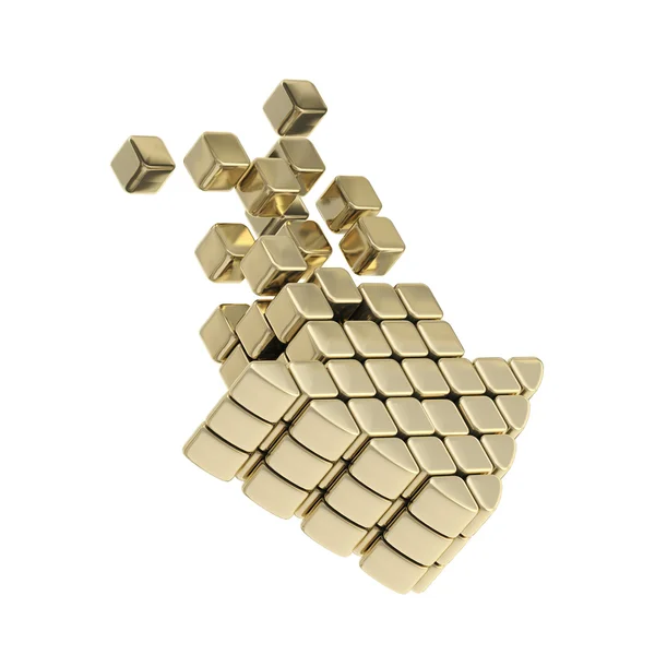 Tecnología flecha cúbica icono emblema de oro — Foto de Stock