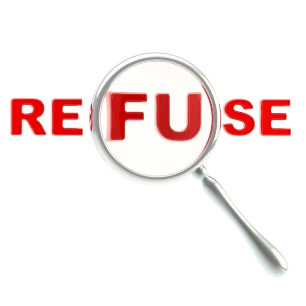 Refuse symbol under the magnifier — Stock Photo, Image