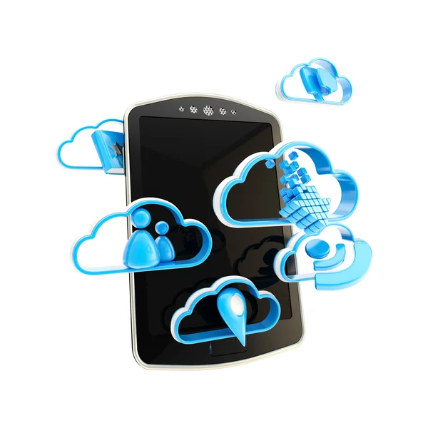 Conceito de telefone móvel com tecnologia de nuvem — Fotografia de Stock