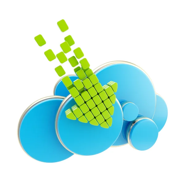 Tecnología de computación en nube icono azul —  Fotos de Stock