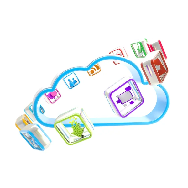 Aplicativo móvel ícone de tecnologia de nuvem — Fotografia de Stock
