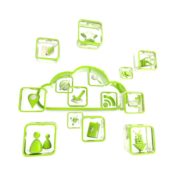 Het pictogram van de technologie van de wolk van het mobiele toepassing — Stockfoto