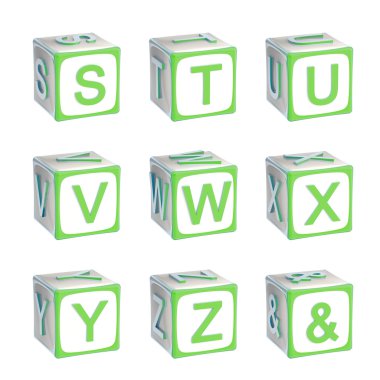 ABC: alphabet made of children playing cubes clipart