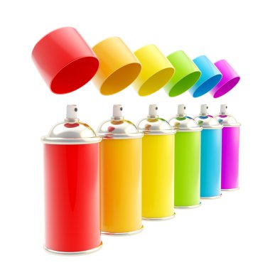 Rainbow colored spray oil color cylinders clipart