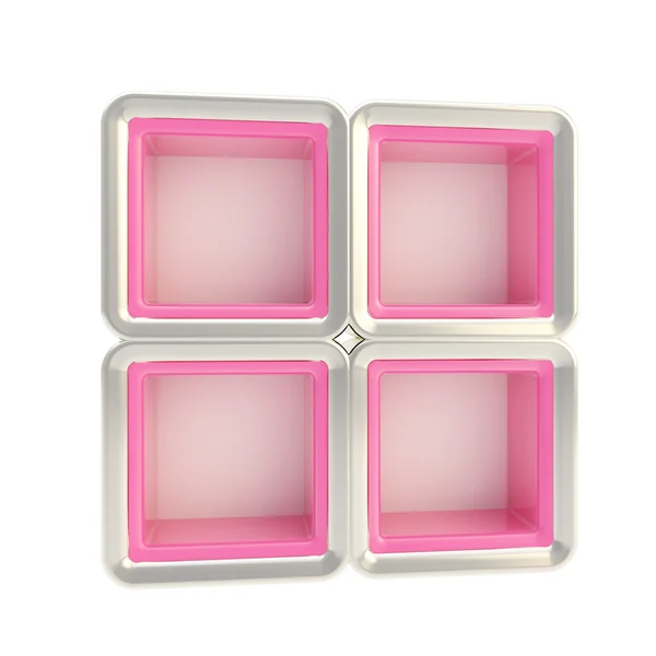 Pink and silver shelves made of four square — Stock Photo, Image