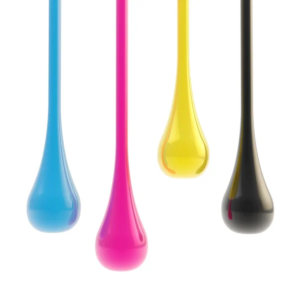 CMYK oil paint glossy drops isolated — Stock Photo, Image