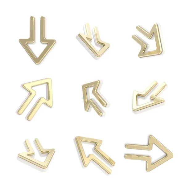 Pfeil dimensionale Symbole, Set von neun Positionen — Stockfoto