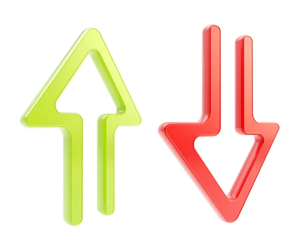 Up and down arrow glossy icons isolated — Stock Photo, Image