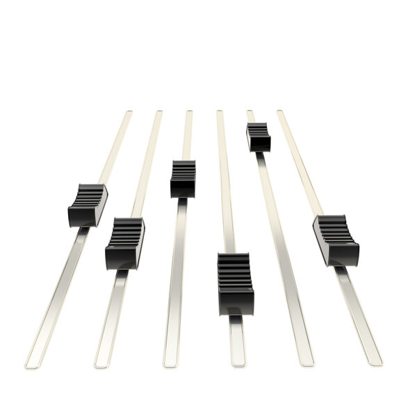 Черные ползунки на блестящих металлических дорожках
