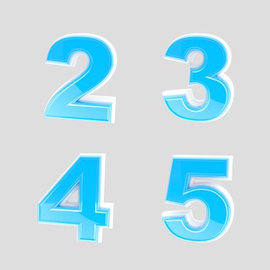 Abc set of four blue glossy plastic letters