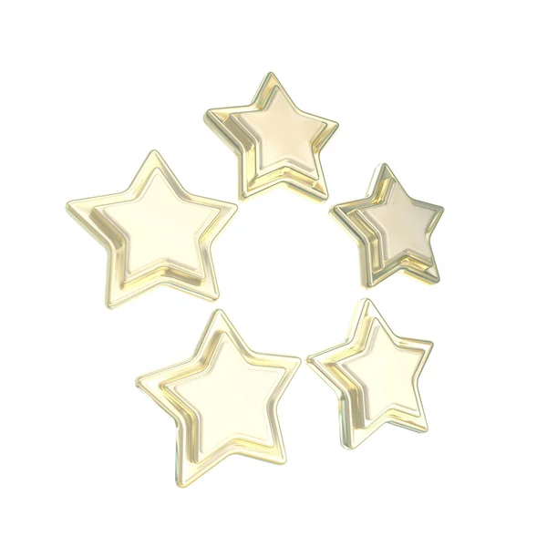 Cinco estrelas de classificação emblema dourado — Fotografia de Stock