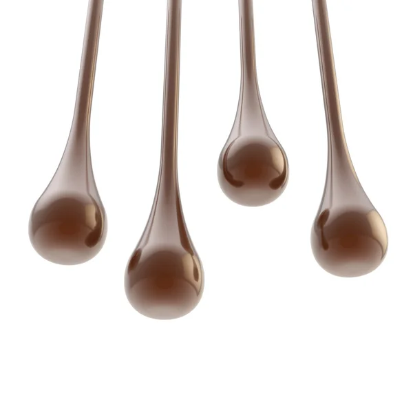 Liquid chocolate drops, dark and glossy — Stock Photo, Image