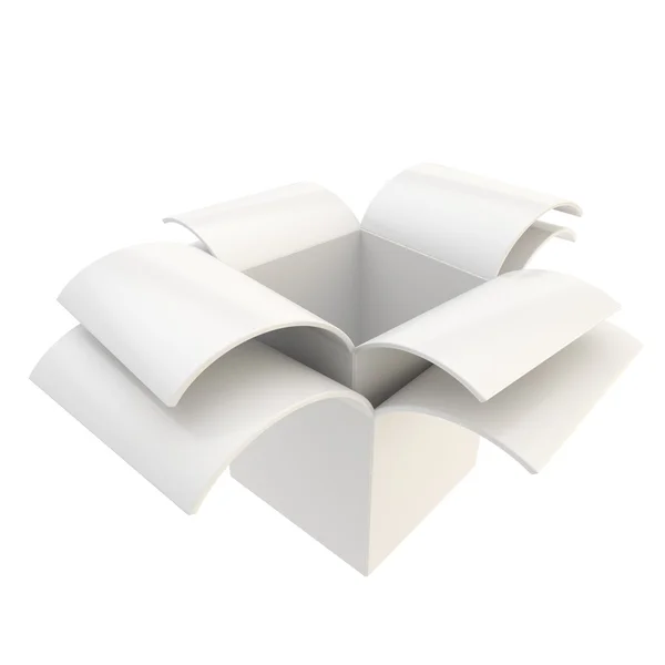 Lesklý balíček pozemek box izolované na bílém — Stock fotografie