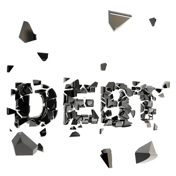 Debt pit as word crashed and broken — Stock Photo, Image
