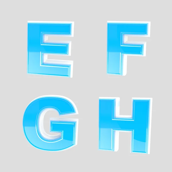 Abc ensemble de quatre lettres en plastique brillant bleu — Photo