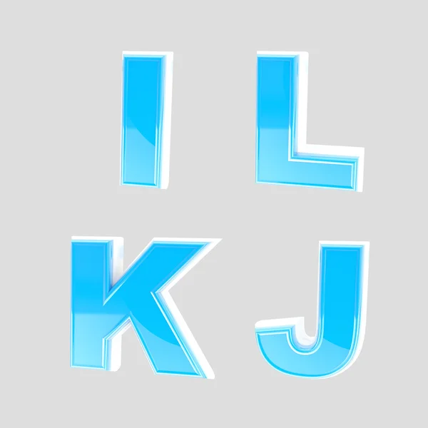 Abc set von vier blau glänzenden kunststoffbuchstaben — Stockfoto