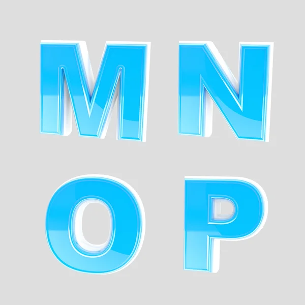 ABC zestaw czterech błyszczące niebieskie litery z tworzyw sztucznych — Zdjęcie stockowe