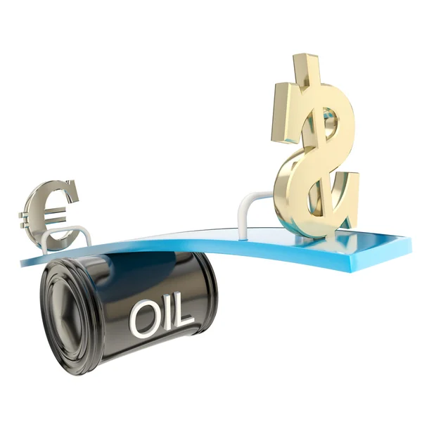 Цена на нефть влияет на евро и доллар США — стоковое фото