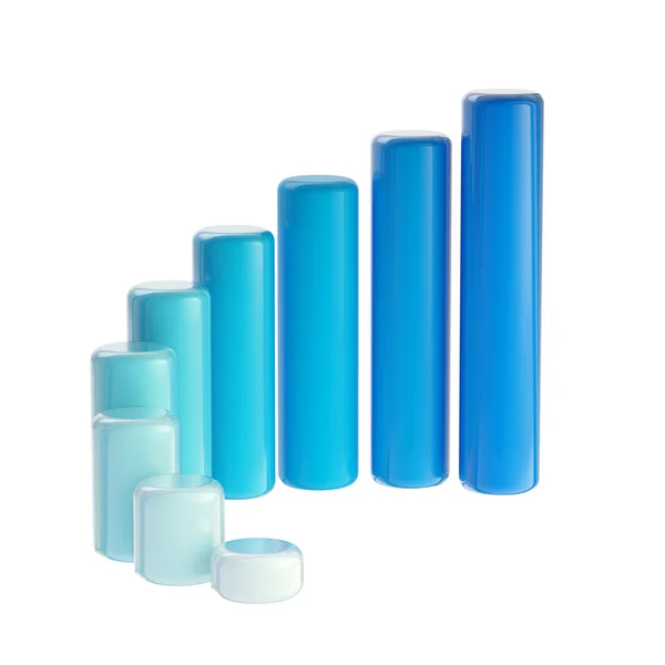 Blå graf bar dimensionell, glänsande, isolerade — Stockfoto