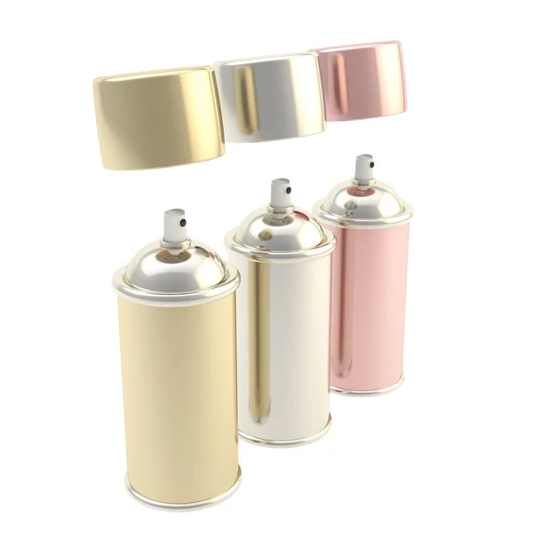 Metallic colors spray oil cylinders isolated — Stock Photo, Image