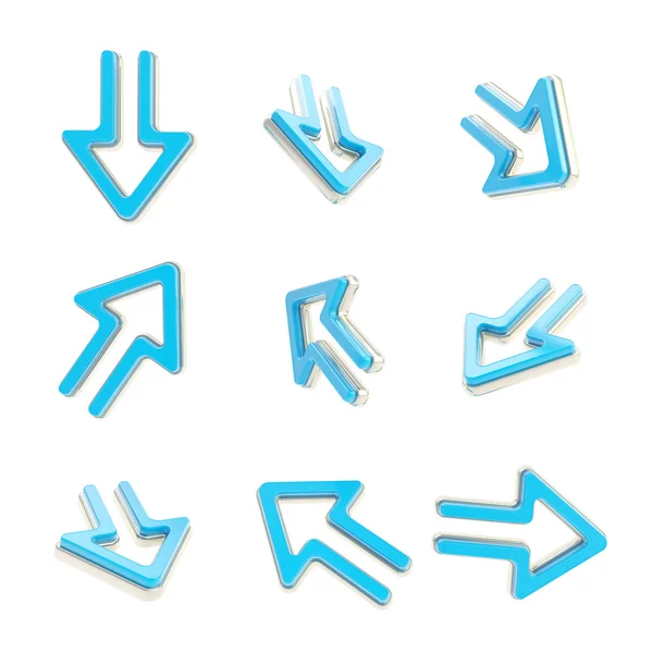 Pfeil dimensionale Symbole, Set von neun Positionen — Stockfoto